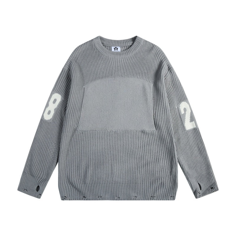 Lazy Style Distressed Grey Sweater