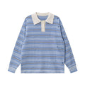 Contrast Stripe Collared Breathable Sweater