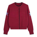 Vintage Red Star Pattern Crewneck Cardigan